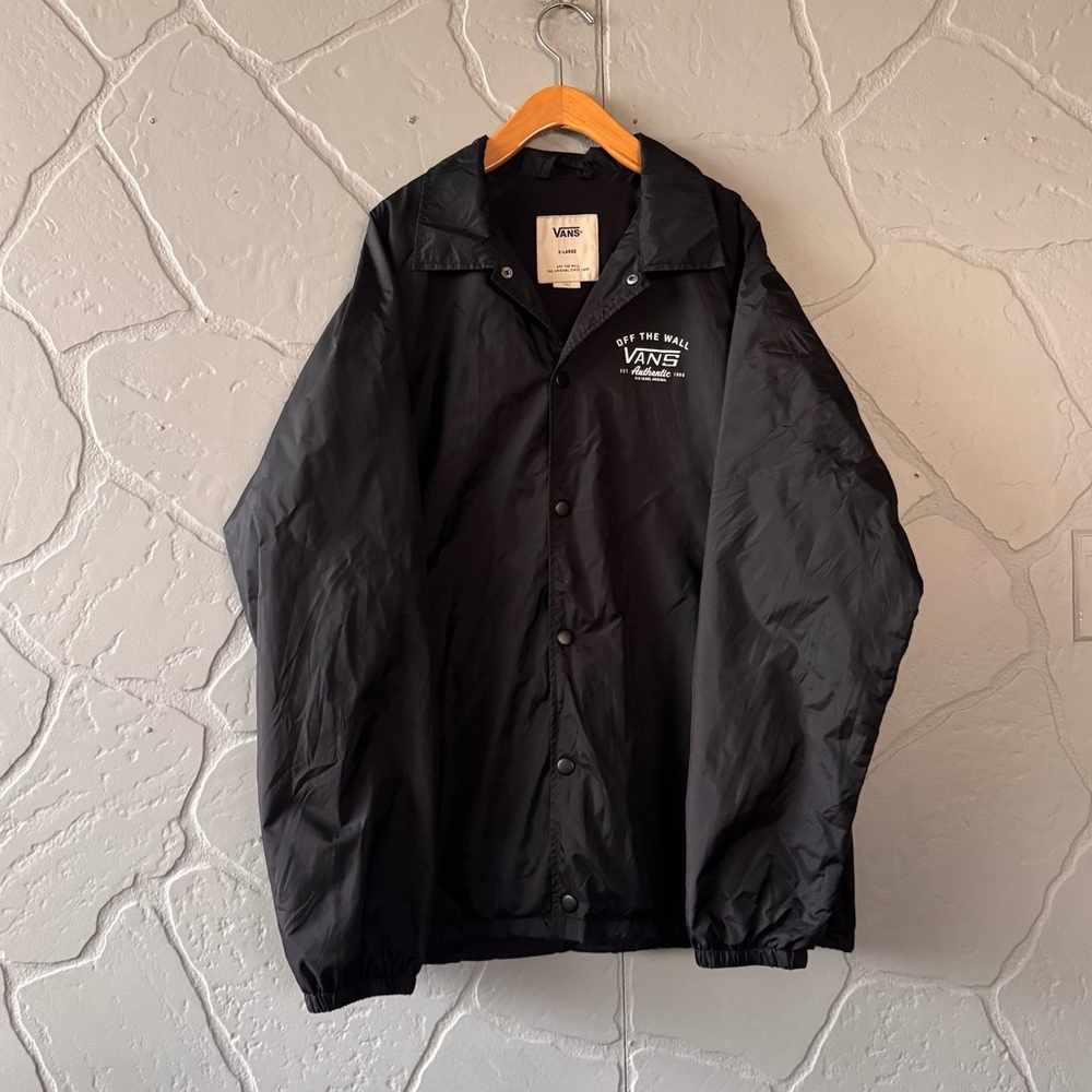 Vans Off The Wall Coach Jacket XL Black Snap Front Windbreaker
